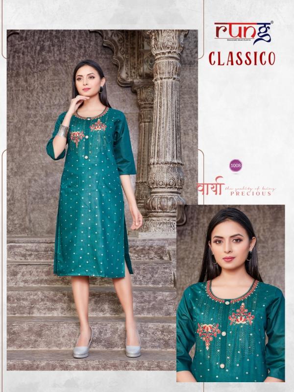 Rung Classico Designer Silk Embroidery Kurti